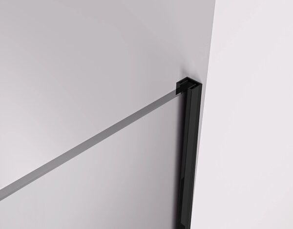 CERANO - Sprchová zástena Walk-in Crystal TL/P - 8 mm - bezvzperový systém + polička/držiak na uteráky - čierna matná, mliečne sklo - 50x50x200 cm