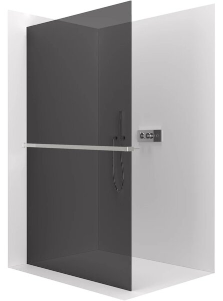 CERANO - Sprchová zástena Walk-in Crystal Ľ/P - 8 mm + polička/držiak na uteráky - bezvzperový systém - chróm, grafitové sklo - 50x200 cm