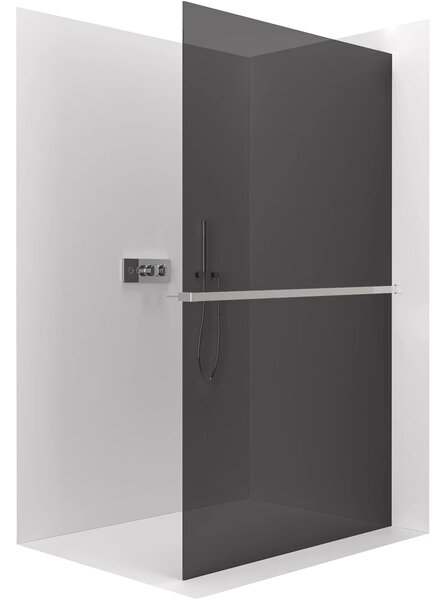 CERANO - Sprchová zástena Walk-in Crystal Ľ/P - 8 mm + polička/držiak na uteráky - bezvzperový systém - chróm, grafitové sklo - 50x200 cm