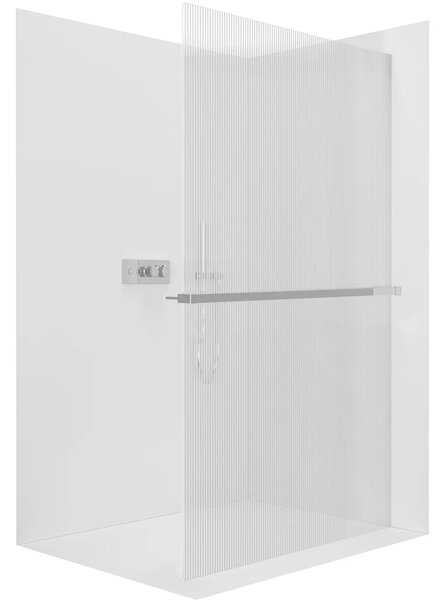 CERANO - Sprchová zástena Walk-in Crystal Ľ/P - 8 mm + polička/držiak na uteráky - bezvzperový systém - chróm, ryhované sklo - 50x200 cm