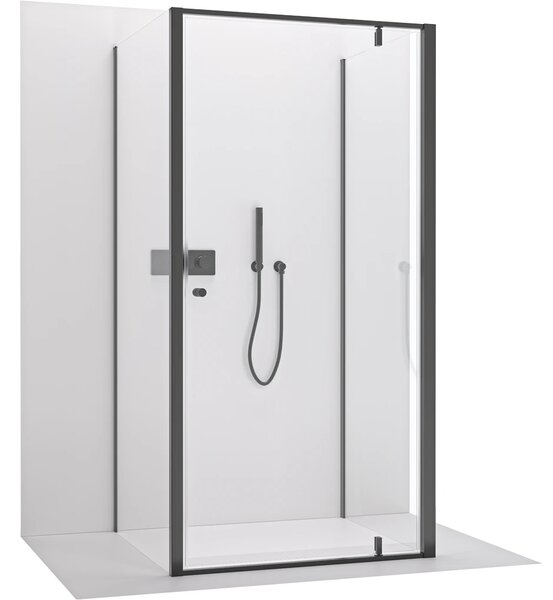 CERANO - Trostenný sprchovací kút Ferri UL/P - 6 mm - čierna matná, transparentné sklo - 80x80x195 cm - pivotový