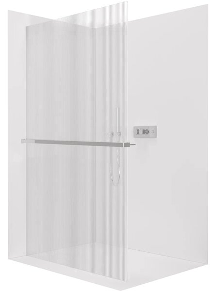 CERANO - Sprchová zástena Walk-in Crystal Ľ/P - 8 mm + polička/držiak na uteráky - bezvzperový systém - chróm, ryhované sklo - 50x200 cm