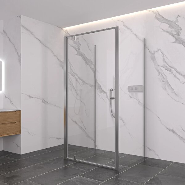 CERANO - Trostenný sprchovací kút Ferri UL/P - 6 mm - chróm, transparentné sklo - 80x80x195 cm - pivotový