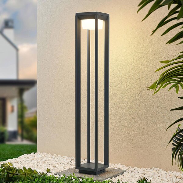 PRIOS Prios LED svetlo na chodník Gamion, 90 cm, antracitová farba, kov, IP54, Hliník / sivá / zinok, Hliník, Moderný, Osvetlenie príjazdovej cesty