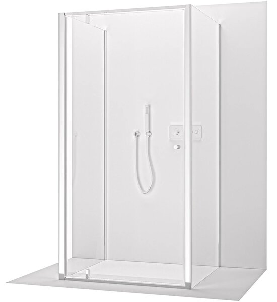 CERANO - Trostenný sprchovací kút Ferri UL/P - 6 mm - chróm, transparentné sklo - 80x80x195 cm - pivotový