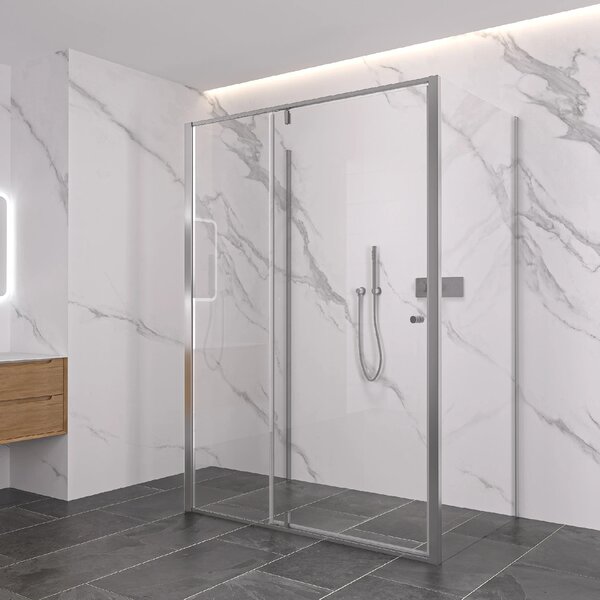 CERANO - Trostenný sprchovací kút Santini UL/P - 6 mm - chróm, transparentné sklo - 100x80x195 cm - pivotový