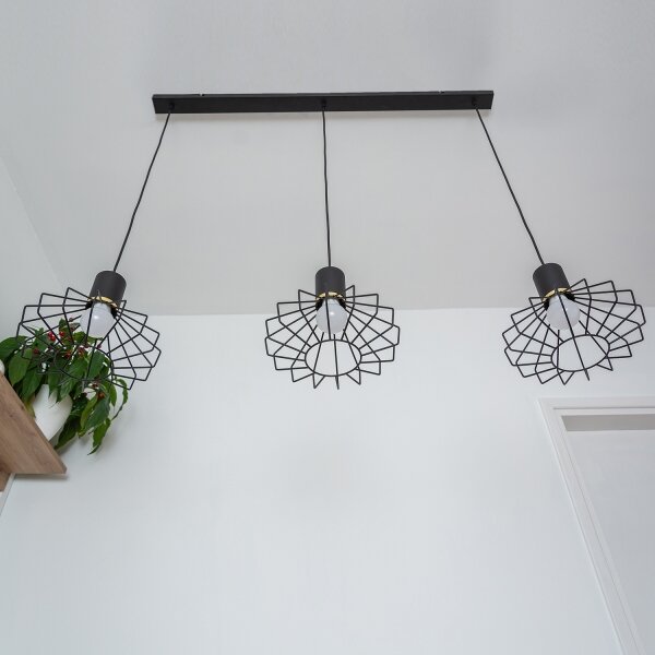 Luster na lanku SOLANO 3xE27/15W/230V čierna/zlatá