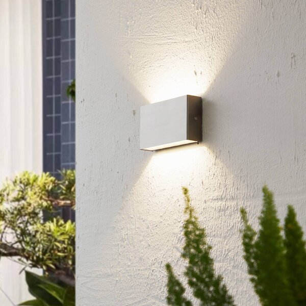 Arcchio LED vonkajšie nástenné svietidlo Karline, 1060 lm, nerezová oceľ, IP65, Hliník / sivá / zinok, Nehrdzavejúca oceľ, Moderný, Nástenné svietidlo