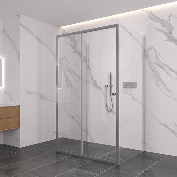CERANO - Trostenný sprchovací kút Varone POINT UL/P - 6 mm - chróm, transparentné sklo - 120x100x195 cm - posuvný