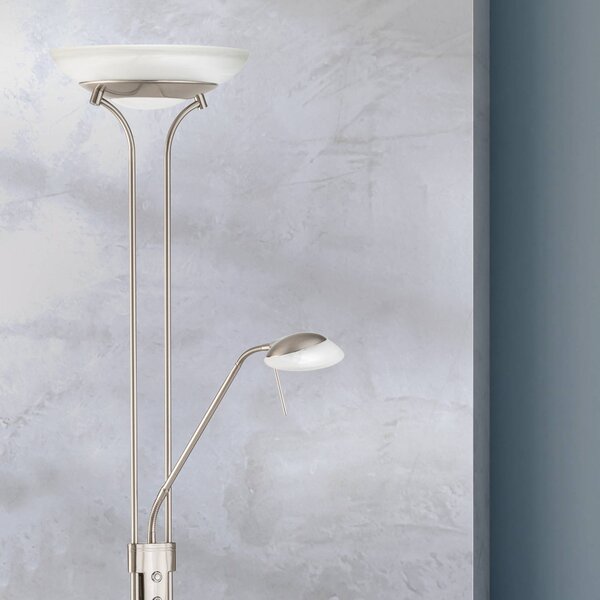 Bazénová stojacia lampa LED s ramenom na čítanie, funkcia, Hliník / sivá / zinok, Obývacia izba / jedáleň, kov, Moderný, Zemné bodové svetlo