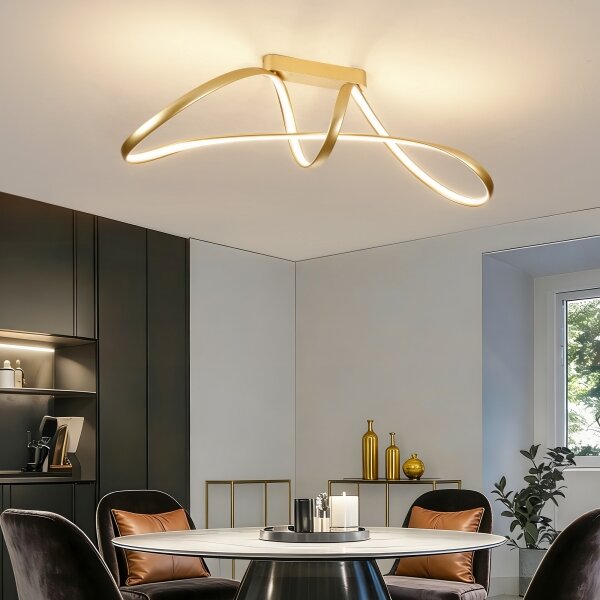 Brilagi-LED Stmievateľný prisadený luster TWISTER LED/60W/230V 3000-6000K zlatý+DO