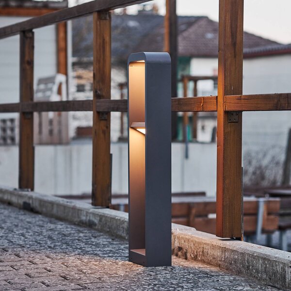 Lindby LED svetlo na chodník Darko, 80 cm, sivé, kov, IP54, Hliník / sivá / zinok, Hliník, Moderný, Osvetlenie príjazdovej cesty