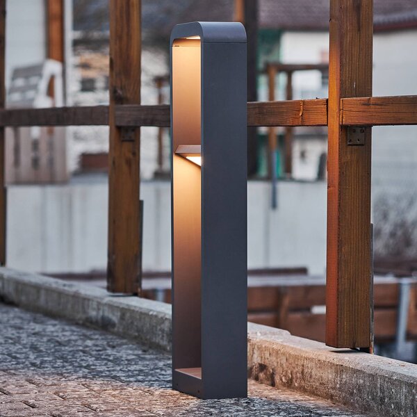 Lindby LED svetlo na chodník Darko, 80 cm, sivé, kov, IP54, Hliník / sivá / zinok, Hliník, Moderný, Osvetlenie príjazdovej cesty