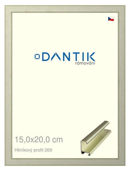 DANTIK rám na obraz 15x20 | ALU Šedá Pyrit broušená (Sklo Čiré)