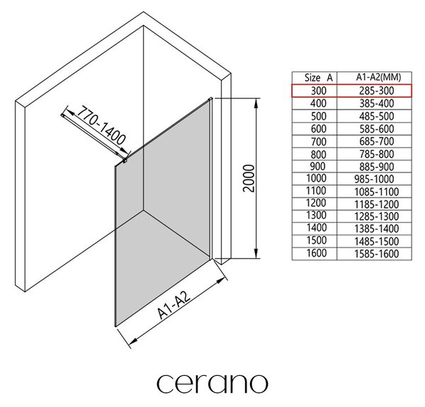 CERANO - Sprchová zástena Walk-in Onyx Round Ľ/P - 8 mm - guľatá vzpera - chróm, mliečne sklo - 30x200 cm