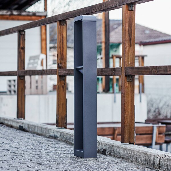 Lindby LED svetlo na chodník Darko, 100 cm, sivé, kov, IP54, Hliník / sivá / zinok, Hliník, Moderný, Osvetlenie príjazdovej cesty