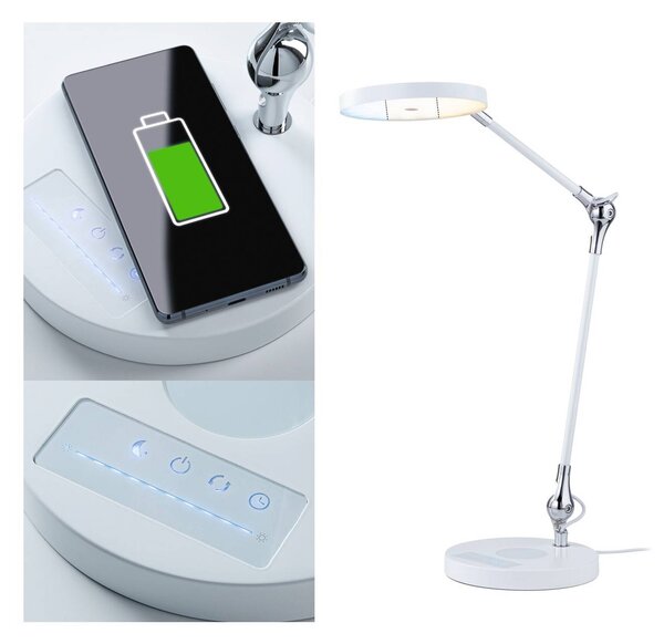 Paulmann Numis LED lampa funkcia nabíjania biela, Biela / opálová, Pracovňa / Kancelária, Hliník, Moderný, Stolová lampa