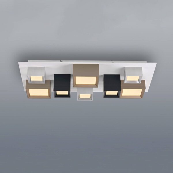 Stropné LED svetlo PURE Manhatten, viacfarebné, 8-pl.,, Viacfarebné, Chodba, Hliník, Moderný, Stropné svetlo