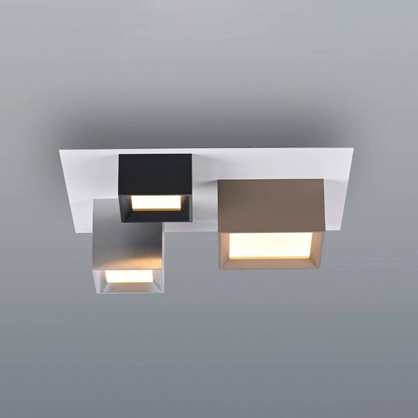 PURE Stropné LED svetlo Manhatten, viacfarebné, 3-pl.,, Viacfarebné, Chodba, Hliník, Moderný, Stropné svetlo