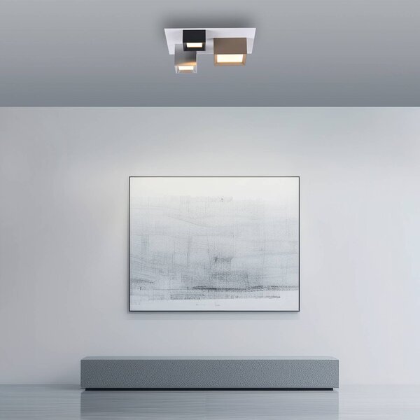 PURE Stropné LED svetlo Manhatten, viacfarebné, 3-pl.,, Viacfarebné, Chodba, Hliník, Moderný, Stropné svetlo