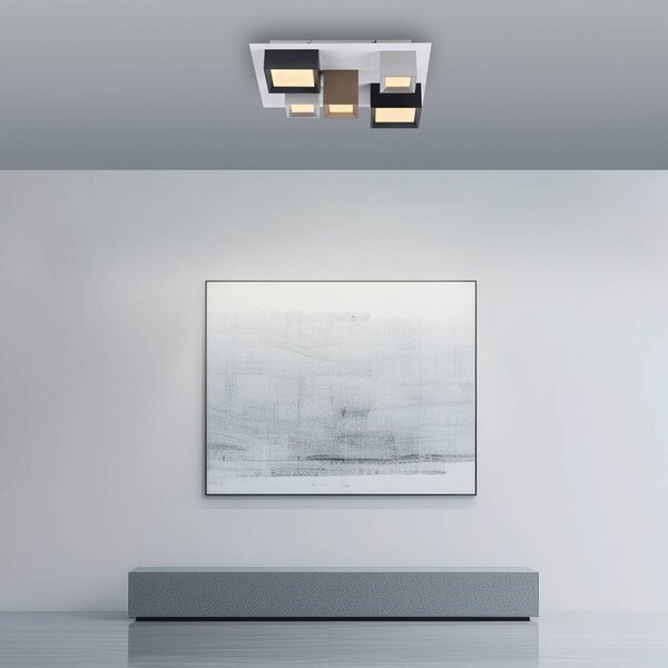 Stropné LED svetlo PURE Manhatten, viacfarebné, 5-pl.,, Viacfarebné, Chodba, Hliník, Moderný, Stropné svetlo