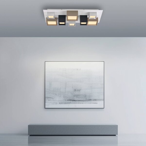 Stropné LED svetlo PURE Manhatten, viacfarebné, 8-pl.,, Viacfarebné, Chodba, Hliník, Moderný, Stropné svetlo