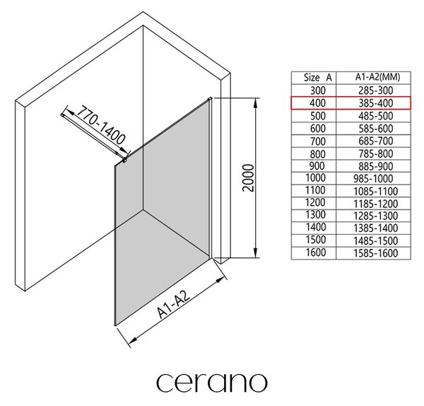 CERANO - Sprchová zástena Walk-in Onyx Round Ľ/P - 8 mm - guľatá vzpera - chróm, grafitové sklo - 40x200 cm