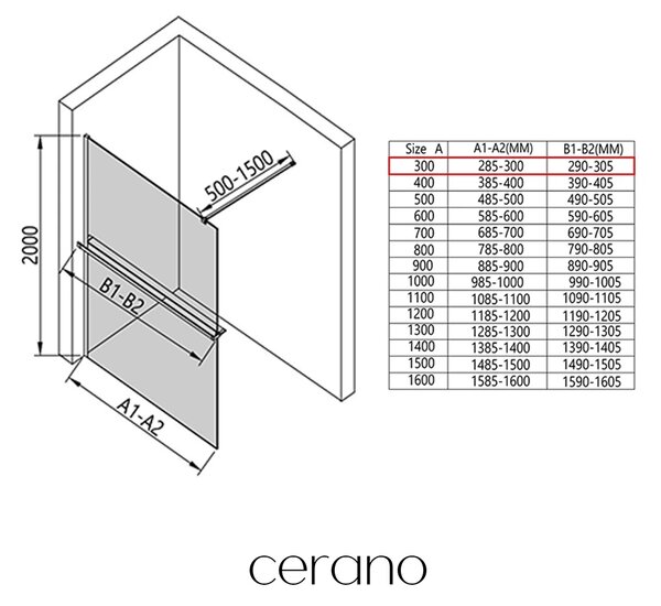 CERANO - Sprchová zástena Walk-in Onyx Cube Ľ/P - 8 mm - hranatá vzpera + polička/držiak na uteráky - chróm, grafitové sklo - 30x200 cm