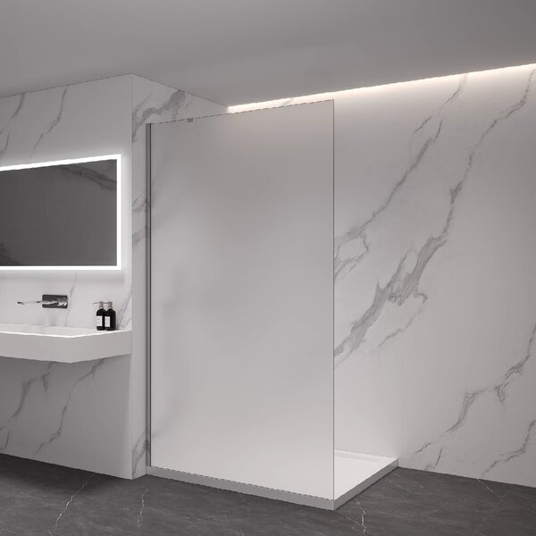 CERANO - Sprchová zástena Walk-in Onyx YL/P - 8 mm - guľatá vzpera - chróm, mliečne sklo - 40x200 cm