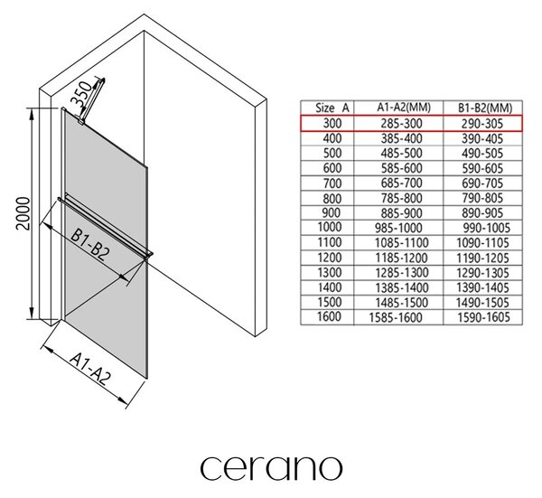 CERANO - Sprchová zástena Walk-in Onyx YL/P - 8 mm - guľatá vzpera + polička/držiak na uteráky - chróm, transparentné sklo - 30x200 cm