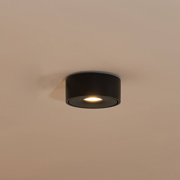 Stropné LED svetlo Arcchio Rotari, čierne, kovové, Ø 12 cm, Čierna, Obývacia izba / jedáleň, Hliník, Moderný, Závesné svietidlo