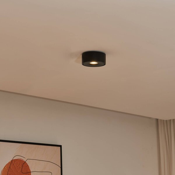 Stropné LED svetlo Arcchio Rotari, čierne, kovové, Ø 12 cm, Čierna, Obývacia izba / jedáleň, Hliník, Moderný, Závesné svietidlo
