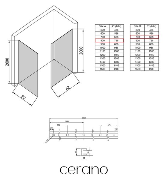 CERANO - Sprchová zástena Walk-in Crystal TL/P - 8 mm - bezvzperový systém - chróm, grafitové sklo - 80x70x200 cm