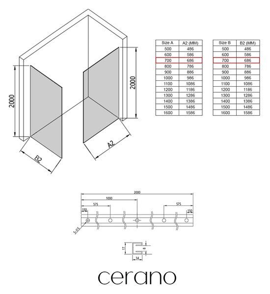 CERANO - Sprchová zástena Walk-in Crystal T L/P - 8 mm - bezvzperový systém - chróm, mliečne sklo - 70x70x200 cm