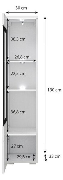 VITRÍNA, čierna, 30/130/33 cm P & B - Sklenené vitríny, Online Only