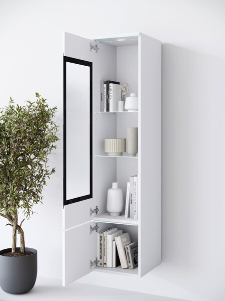 VITRÍNA, biela, biela s vysokým leskom, 30/130/33 cm P & B - Sklenené vitríny, Online Only