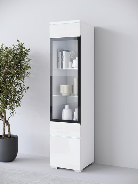 VITRÍNA, biela, biela s vysokým leskom, 30/130/33 cm P & B - Sklenené vitríny, Online Only