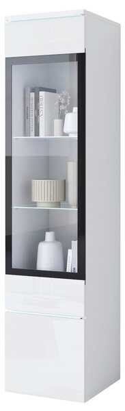 VITRÍNA, biela, biela s vysokým leskom, 30/130/33 cm P & B - Sklenené vitríny, Online Only