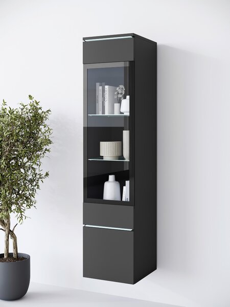 VITRÍNA, čierna, 30/130/33 cm P & B - Sklenené vitríny, Online Only