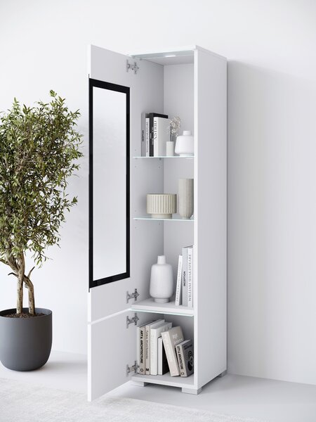 VITRÍNA, biela, biela s vysokým leskom, 30/130/33 cm P & B - Sklenené vitríny, Online Only