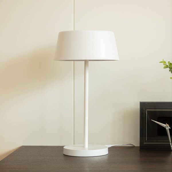 Lindby Stolná LED lampa Milica, biela, stmievateľná, Biela / opálová, Obývacia izba / jedáleň, kov, Škandinávsky