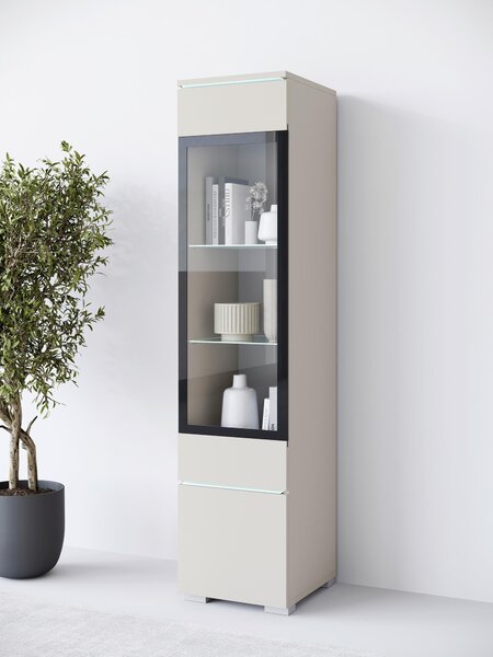VITRÍNA, béžová, kašmírová, 30/130/33 cm P & B - Sklenené vitríny, Online Only