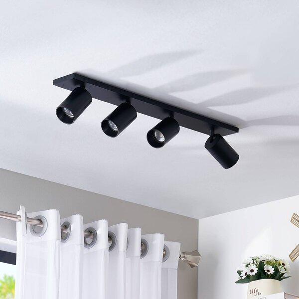 Arcchio bodové svetlá Brinja, čierny, dĺžka 65 cm, Ø 7 4-pl., Čierna, Obývacia izba / jedáleň, Hliník, Moderný, Stropné svetlo