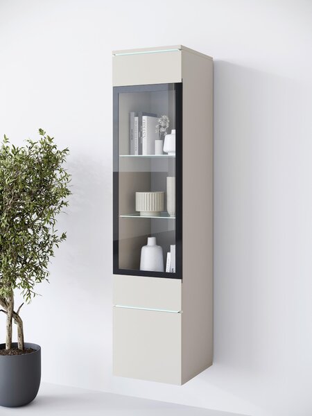 VITRÍNA, béžová, kašmírová, 30/130/33 cm P & B - Sklenené vitríny, Online Only