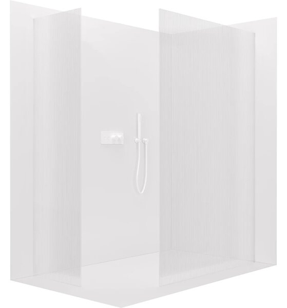 CERANO - Sprchová zástena Walk-in Crystal TL/P - 8 mm - bezvzperový systém - biela matná, ryhované sklo - 90x60x200 cm