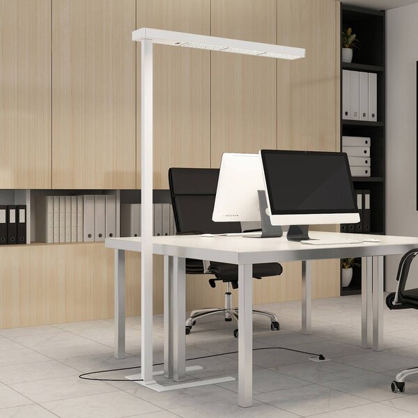Kancelárska stojacia lampa Arcchio LED Susi, biela, senzor, dotykový stmievač, Biela / opálová, Pracovňa / Kancelária, Hliník, Moderný, Stolová lampa