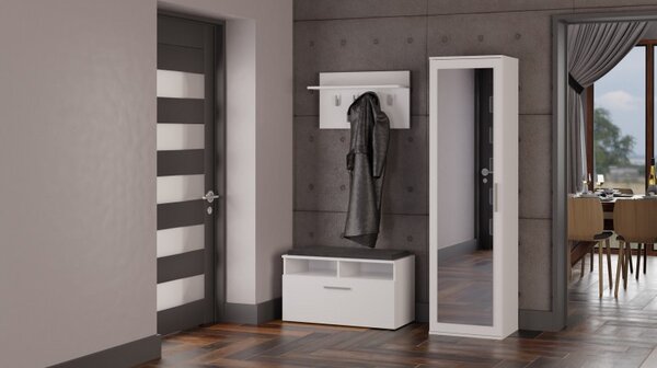 Skriňa do predsiene so zrkadlom RASMUS - matná biela