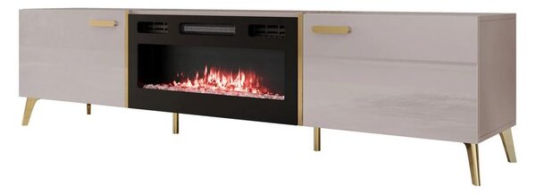 TV stolík s elektrickým krbom TANTES - kašmír / lesklý kašmírový