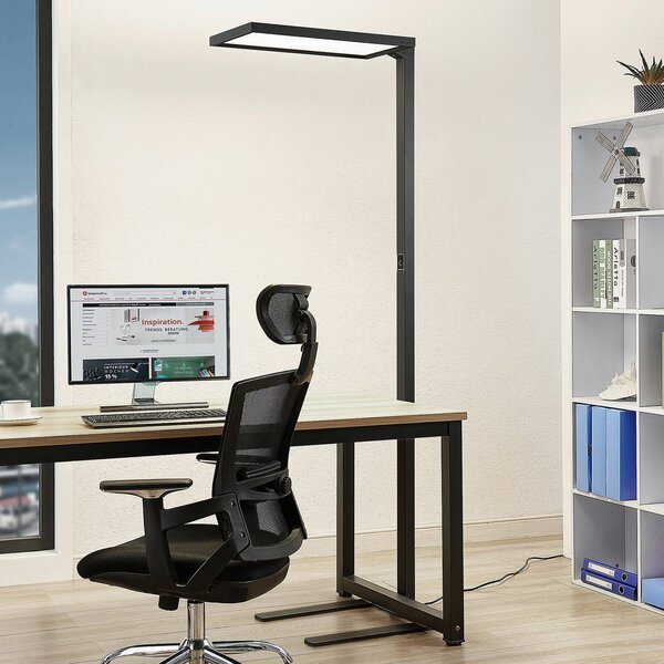 Arcchio stojaca lampa LED Nelus, čierna, so senzorom, stmievateľná, Čierna, Pracovňa / Kancelária, kov, Moderný, Stolová lampa
