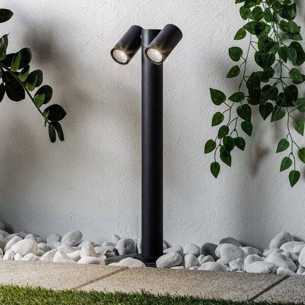 Prios cestné svetlo Tulimar, 2 svetlá, 60 cm, kov, IP65, Čierna, Hliník, Moderný, Osvetlenie príjazdovej cesty